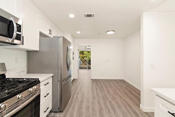 Interior, Kitchen, Recessed Lighting, Wood Texture Flooring