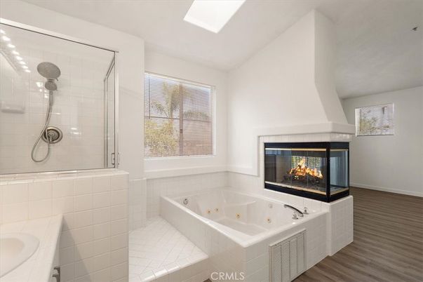Bathroom, Fireplace, Interior, Wood Texture Flooring