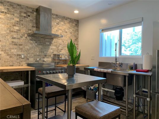 Interior, Kitchen, Recessed Lighting, Stainless Steel Appliances, Stone Walls