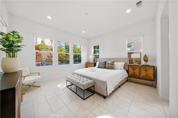 Bedroom, Interior, Marble, Recessed Lighting