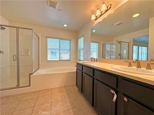 Bathroom, Dual Sink Vanities, Glass Shower, Interior, Recessed Lighting