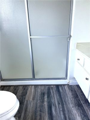 Bathroom, Glass Shower, Interior, Wood Texture Flooring