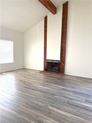Empty room, Fireplace, Interior, Wooden Beams, Wood Texture Flooring