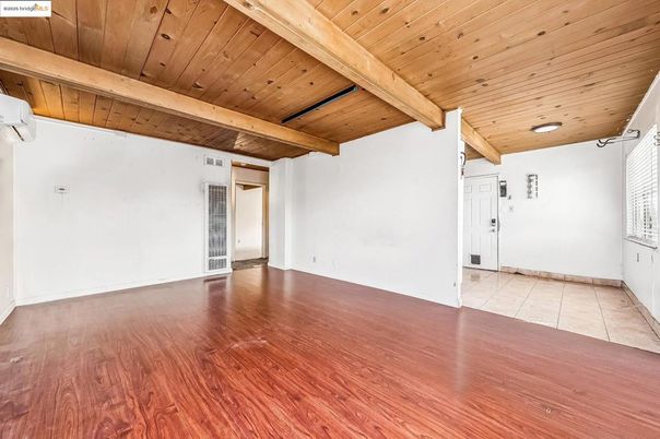 Empty room, Interior, Recessed Lighting, Wooden Beams, Wooden Ceilings, Wood Texture Flooring