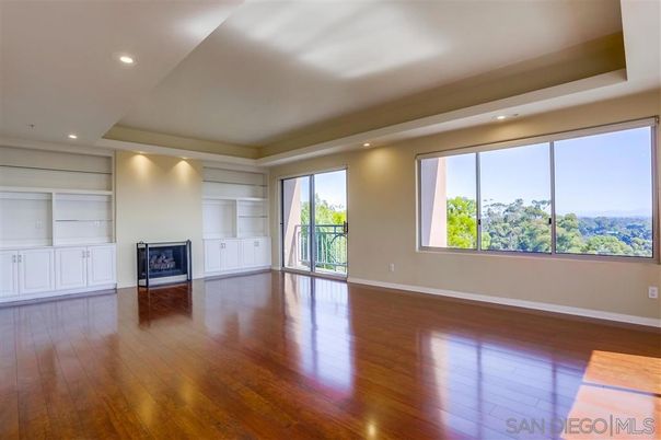 Empty room, Fireplace, Interior, Recessed Lighting, Wood Texture Flooring