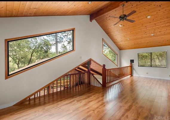 Empty room, Interior, Recessed Lighting, Wooden Beams, Wooden Ceilings, Wood Texture Flooring