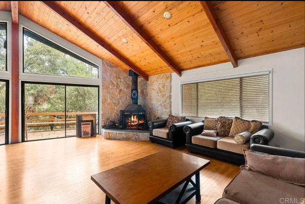 Fireplace, Interior, Living room, Stone Walls, Wooden Beams, Wooden Ceilings, Wood Texture Flooring