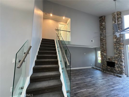 Fireplace, Interior, Recessed Lighting, Wood Texture Flooring
