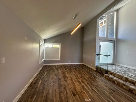 Empty room, Interior, Pendant Lights, Wood Texture Flooring