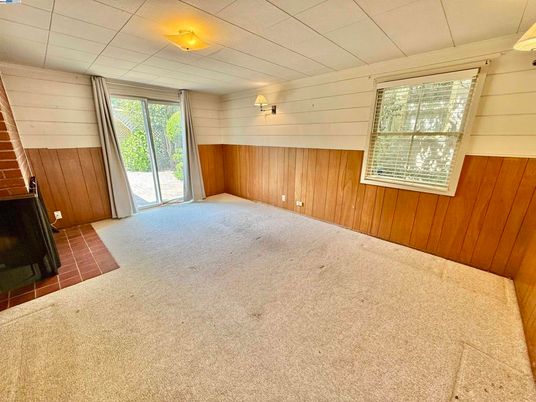 Empty room, Fireplace, Interior, Wooden Walls