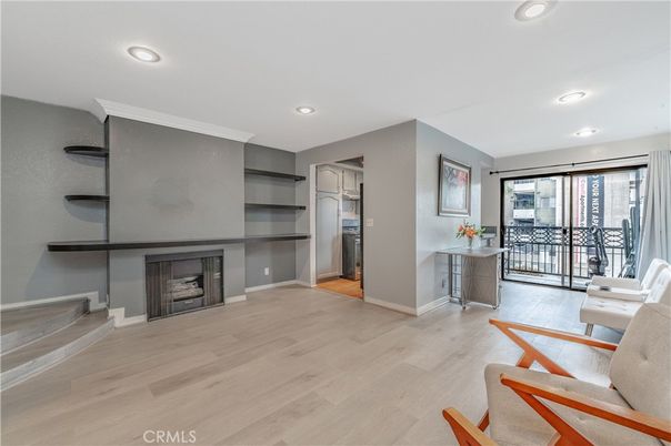 Fireplace, Interior, Recessed Lighting, Wood Texture Flooring