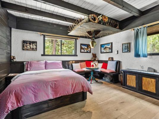 Bedroom, Interior, Wooden Beams, Wood Texture Flooring