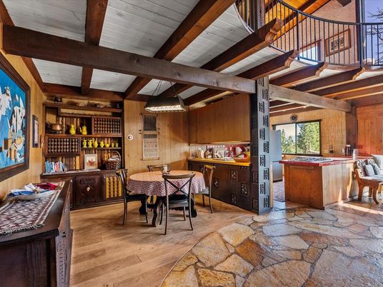 Dining room, Interior, Kitchen, Wooden Beams, Wood Texture Flooring, Wooden Walls