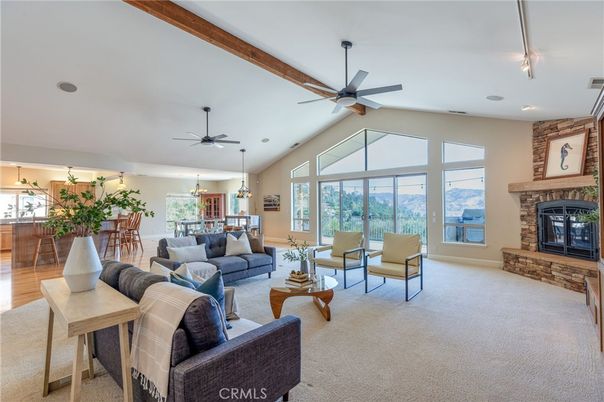 Dining room, Fireplace, Interior, Living room, Pendant Lights, Recessed Lighting
