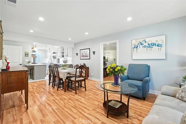 Dining room, Interior, Kitchen, Living room, Pendant Lights, Recessed Lighting, Wood Texture Flooring