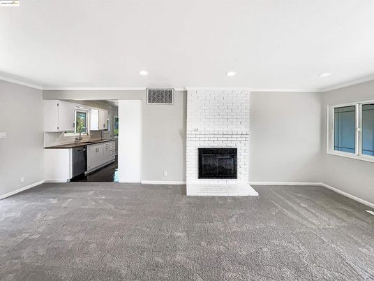 Empty room, Fireplace, Interior, Kitchen, Recessed Lighting