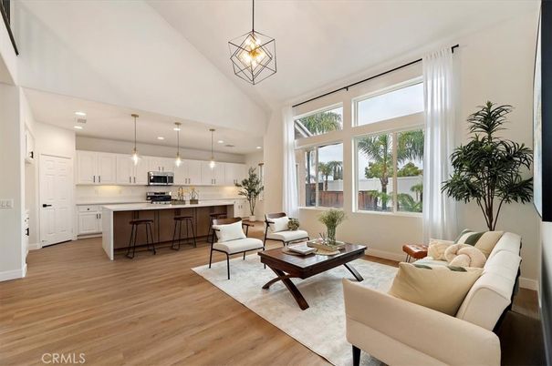 Interior, Kitchen, Living room, Pendant Lights, Recessed Lighting, Wood Texture Flooring