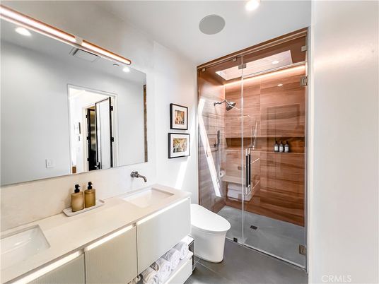 Bathroom, Glass Shower, Interior, Recessed Lighting, Sauna Room