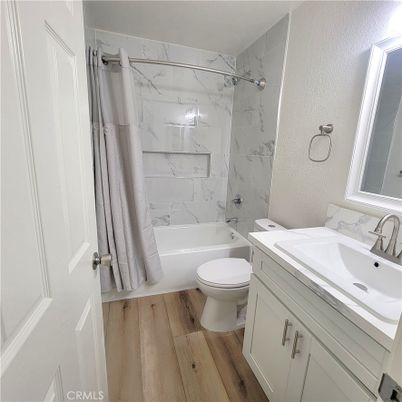 Bathroom, Interior, Marble Walls, Wood Texture Flooring