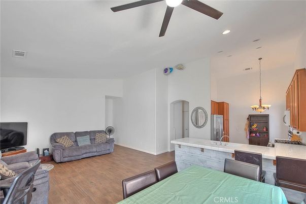 Chandelier, Interior, Kitchen, Pendant Lights, Recessed Lighting, Wood Texture Flooring