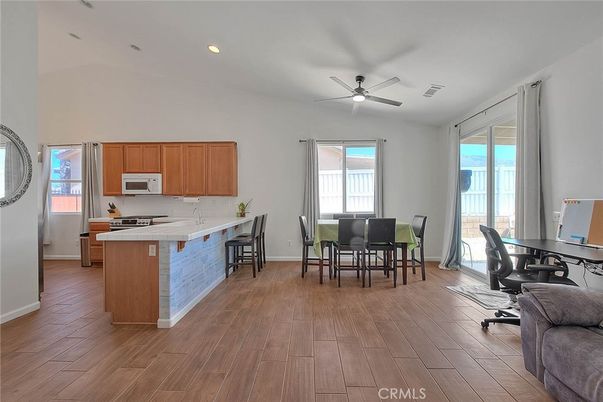 Dining room, Interior, Kitchen, Recessed Lighting, Wood Texture Flooring