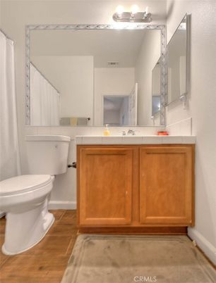 Bathroom, Interior, Tile Countertops, Wood Texture Flooring