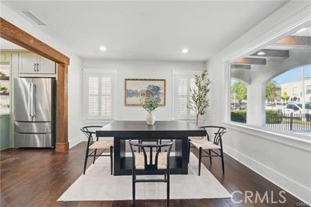 Dining room, Interior, Kitchen, Recessed Lighting, Stainless Steel Appliances, Wood Texture Flooring