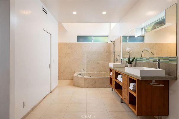 Bathroom, Dual Sink Vanities, Glass Shower, Interior, Recessed Lighting