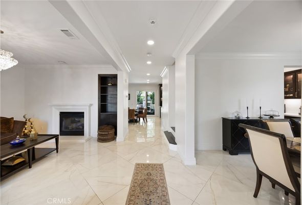 Chandelier, Fireplace, Interior, Marble, Recessed Lighting