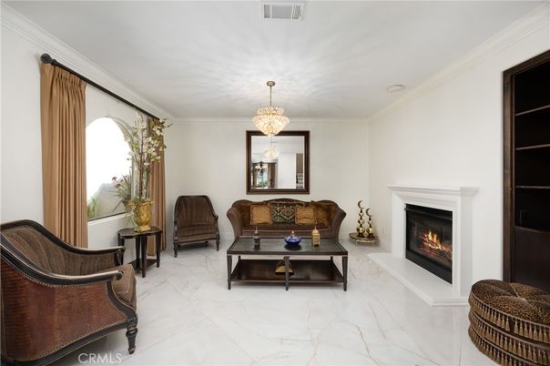 Chandelier, Fireplace, Interior, Living room, Marble