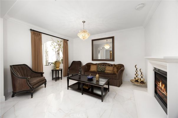 Chandelier, Fireplace, Interior, Living room, Marble