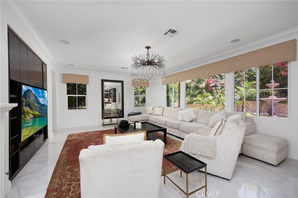 Fireplace, Interior, Living room, Marble, Pendant Lights, Recessed Lighting
