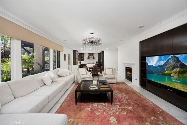 Dining room, Fireplace, Interior, Living room, Pendant Lights, Recessed Lighting