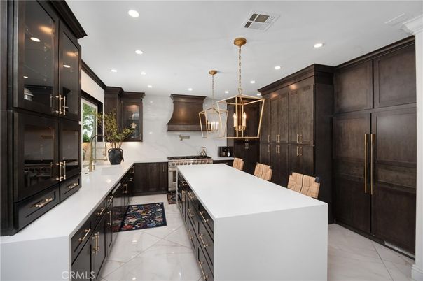 Interior, Kitchen, Marble, Pendant Lights, Recessed Lighting