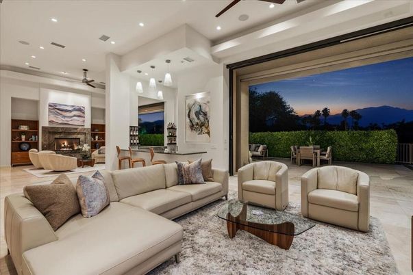 Dining room, Fireplace, Interior, Living room, Pendant Lights, Recessed Lighting