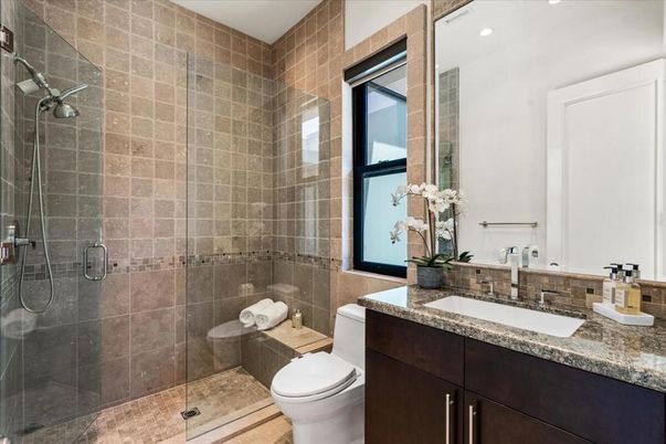 Bathroom, Glass Shower, Interior, Recessed Lighting