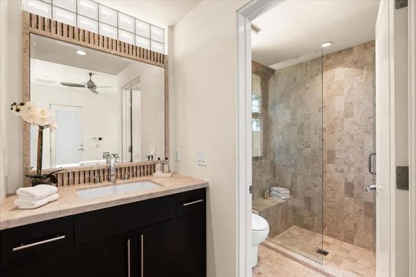Bathroom, Glass Shower, Interior, Recessed Lighting