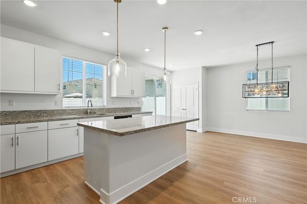 Interior, Kitchen, Pendant Lights, Recessed Lighting, Wood Texture Flooring