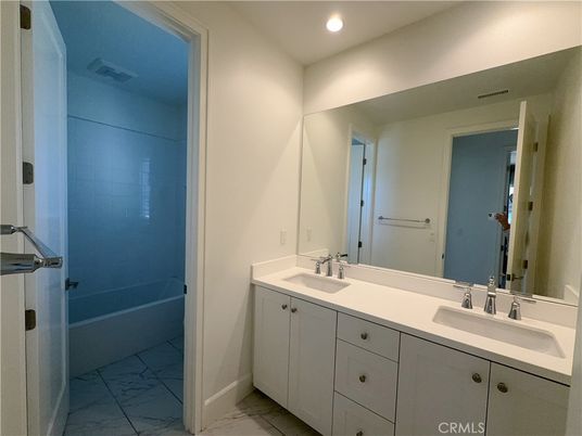 Bathroom, Dual Sink Vanities, Interior, Marble, Recessed Lighting