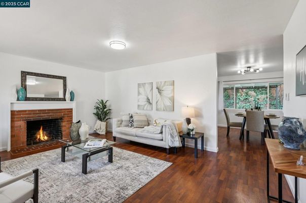 Dining room, Fireplace, Interior, Living room, Wood Texture Flooring