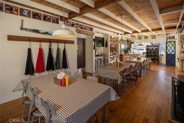 Dining room, Interior, Pendant Lights, Wooden Beams, Wooden Ceilings, Wood Texture Flooring