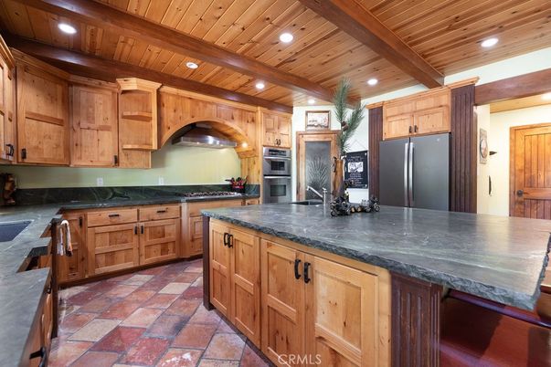 Interior, Kitchen, Recessed Lighting, Stainless Steel Appliances, Wooden Beams, Wooden Ceilings