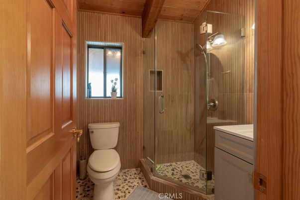 Bathroom, Glass Shower, Interior, Wooden Beams, Wooden Ceilings, Wooden Walls