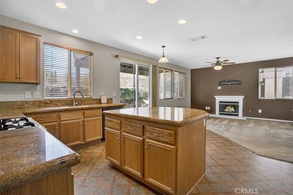 Fireplace, Interior, Kitchen, Pendant Lights, Recessed Lighting