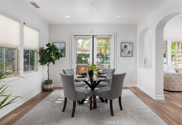 Dining room, Interior, Recessed Lighting, Wood Texture Flooring
