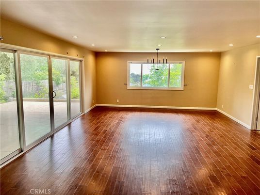 Empty room, Interior, Pendant Lights, Recessed Lighting, Wood Texture Flooring