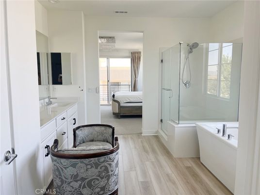 Bathroom, Bedroom, Glass Shower, Interior, Wood Texture Flooring