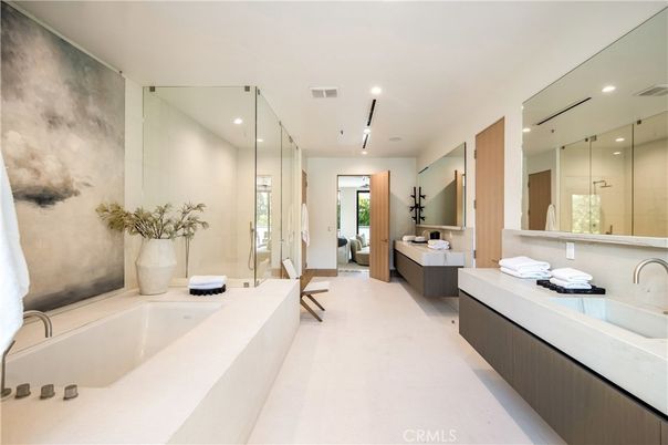 Bathroom, Dual Sink Vanities, Glass Shower, Interior, Recessed Lighting