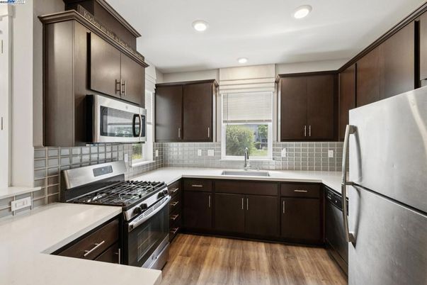 Interior, Kitchen, Recessed Lighting, Wood Texture Flooring