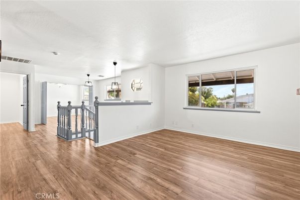Empty room, Interior, Pendant Lights, Wood Texture Flooring